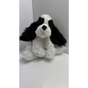 Animal Alley Black & White Spaniel Realistic Plush Puppy Dog 10" Stuffed Animal